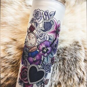 Alice in Wonderland Frosted Glass Tumbler